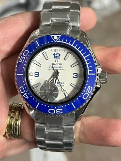 Omega Seamaster Planet Ocean 600M with White Dial and Blue Bezel