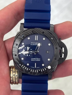 Panerai Submersible Carbotech Blue Dial Blue Strap
